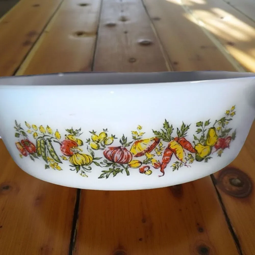 Vintage Fall Harvest Fire King Anchor Hocking 1 qt Casserole Dish